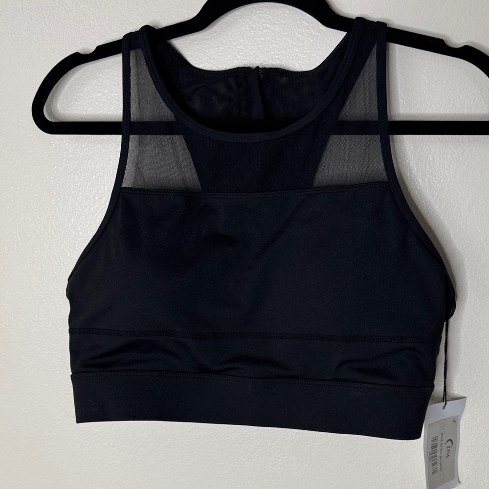 Zyia active Black All-Star Mesh Sports Bra 2XL w zipper and removable padding